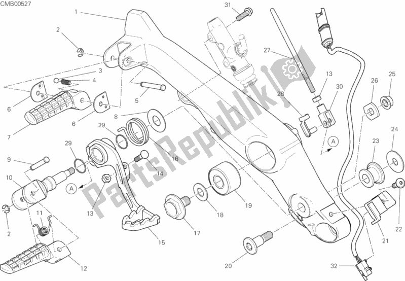 Toutes les pièces pour le Repose-pieds Droit du Ducati Scrambler Cafe Racer Thailand USA 803 2020